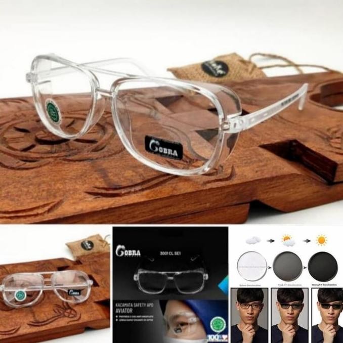 KACAMATA SAFETY STEAMPUNK LENSA PHOTOCROMIC NORMAL MINUS CYLINDER