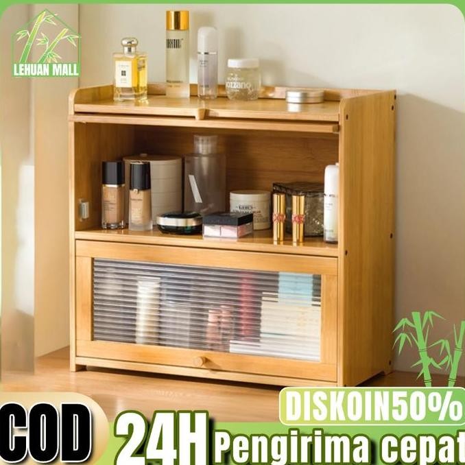 LH-Rak Laci tik 3 Susun Lemari Mini Tempat tik Rak Kabinet Dapur bambu Lemari Penyimpanan Rak Serbag