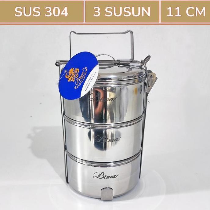 Rantang BIMA 3 Susun Kecil (Mini) 11 CM Stainless Steel SUS 304
