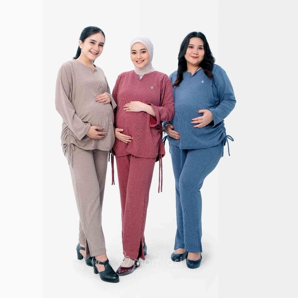 Momiasi Ruby One set Knit Setelan Wanita Knit Rib Baju Set Celana Bumil Busui Friendly