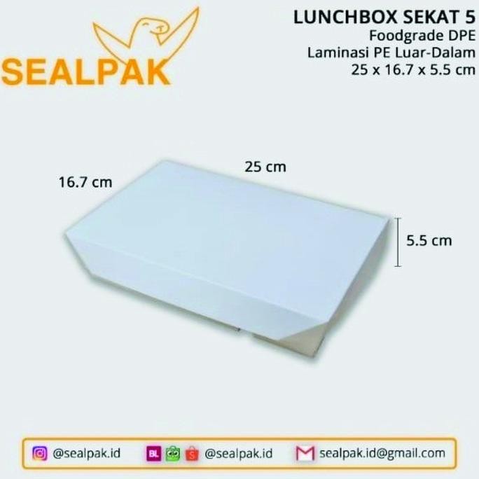 Paper Lunchbox Sekat 5 / Kotak Nasi / Kotak Bento / Dus Nasi (Polos)