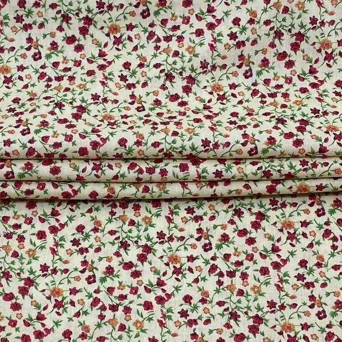 Katun Jepang Kuning Muda Motif Bunga Kecil PRONTO MODA