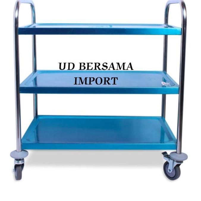 KRISCHEF TROLI 3Tingkat/Troli Makan/Troli Hotel Cafe Restoran Stainles