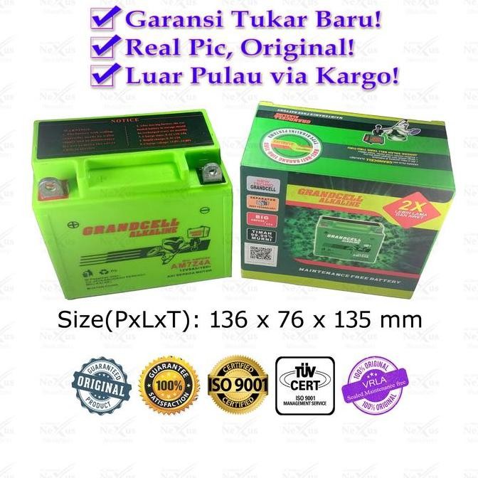 Aki Motor Alkaline Am7Z4A 12N10 12N9 / 12V 9A Thunder Binter Vespa