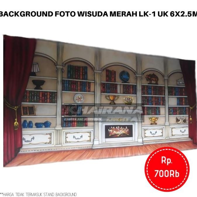 TERMURAH - Background Backdrop Layar Foto Wisuda gorden merah rak Besar 6mx2.5m