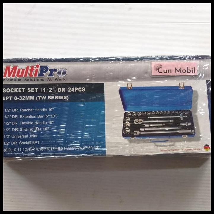 GRATIS ONGKIR KUNCI SOK SET 1/2" 6PT ISI 24PC MERK MULTI PRO BOX KALENG GOOD QUALIT 