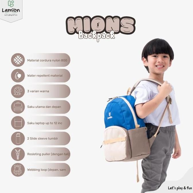 

Spesial Lamion Tas Sekolah Ransel Anak Laki Laki Perempuan Mions Backpack - Tas Sekolah Anak Paud Tk Sd