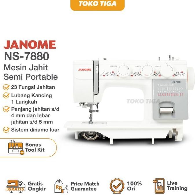 Mesin Jahit JANOME -7880 / 7880 Semi Portable - Body Full Besi