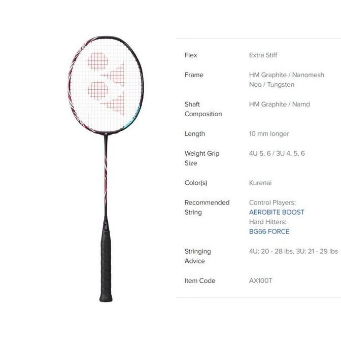 TERLARIS - YONEX ASTROX 100 TOUR 100TOUR AX100 TOUR AX 100 TOUR KURENAI