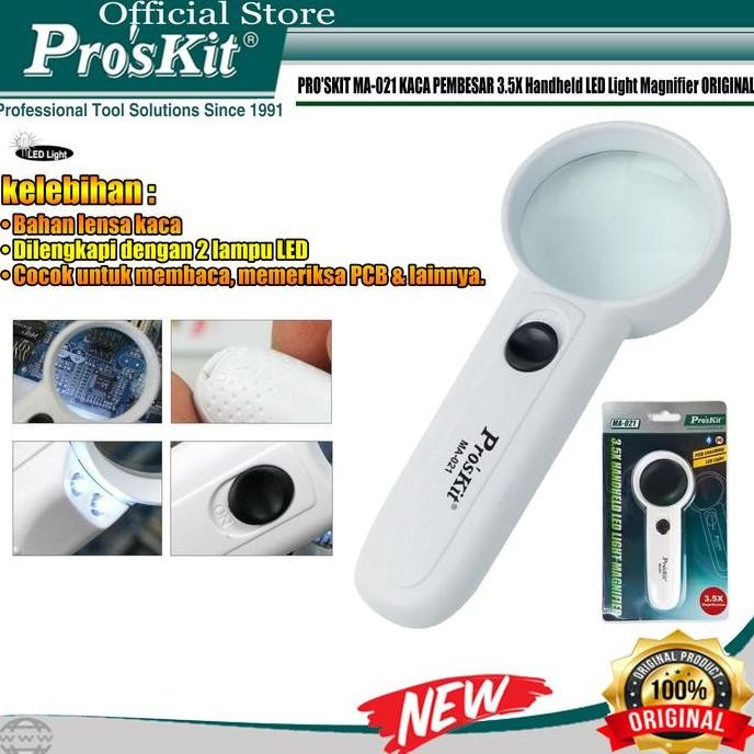 

Super Hot!, Proskit Kaca Pembesar Ma-021 3.5X Handheld Led Light Magnifier