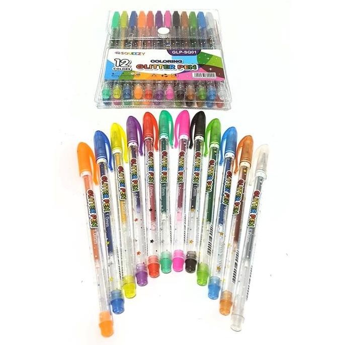 

Up Harga Grosir (1Dus/ 20Set/ 240Pcs ) Pulpen Coloring Glitter Pen Gel 12Warna