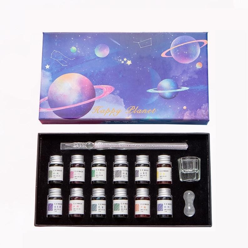 

Premium Glass Dip Pen Kaca Calligraphy Set Dengan 12 Tinta High Quality