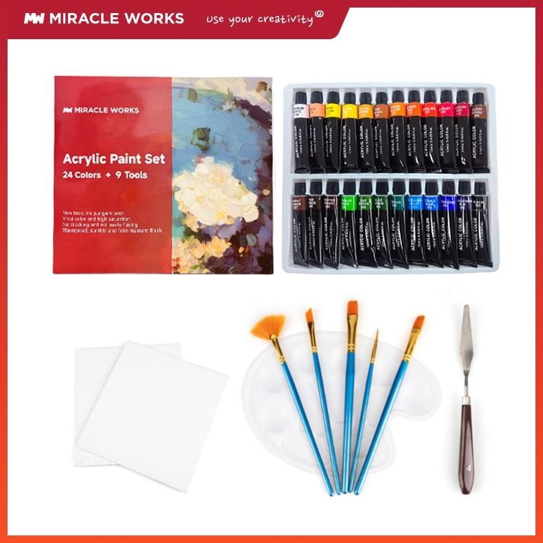 

MW Acrylic Paint Set Cat Akrilik Set 12/24 Warna 12ml Lukis Kanvas