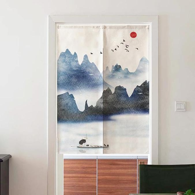 Tirai Pintu / Gorden Pintu Pembatas Pintu Kamar Tidur Dapur Dekorasi - Bamboo Flower