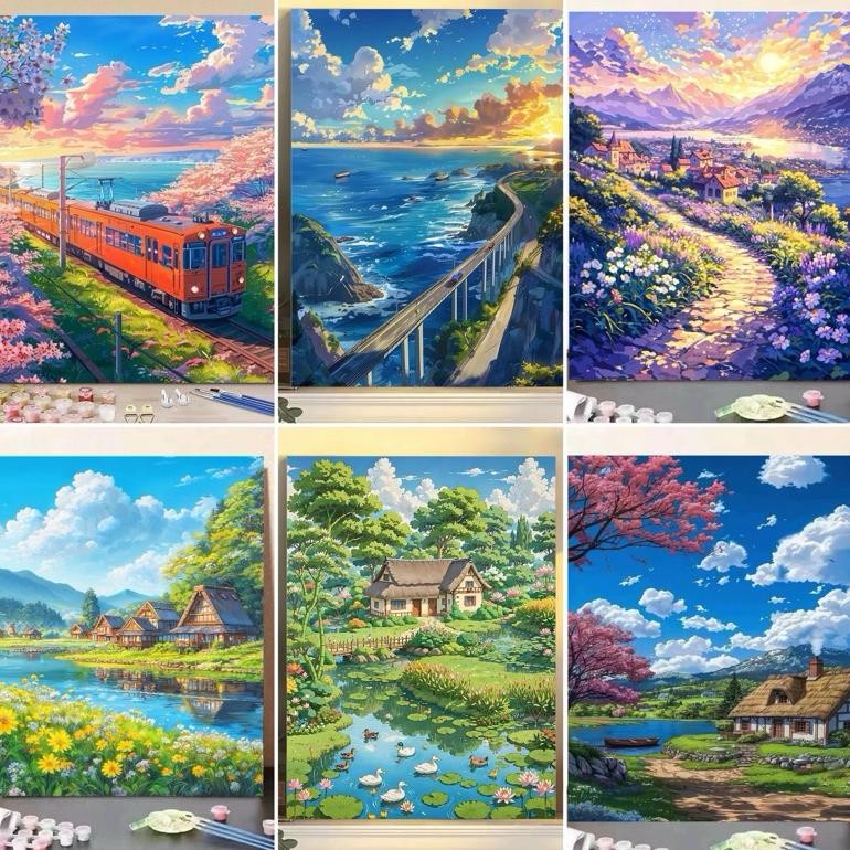 

Framed Paint by Number Aesthetic DIY Painting Kit Kanvas Lukisan 30x40cm Termasuk Bingkai Kayu