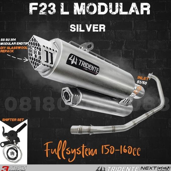 Knalpot 3 Suara 3tech Tridente F23 Modular NextGen Series untuk Motor SPORT 150cc-160cc Orinal dan B