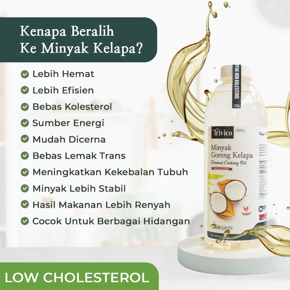 

Trivico Minyak Goreng Kelapa 1 Liter - Minyak Sehat Dan Bebas Kolesterol