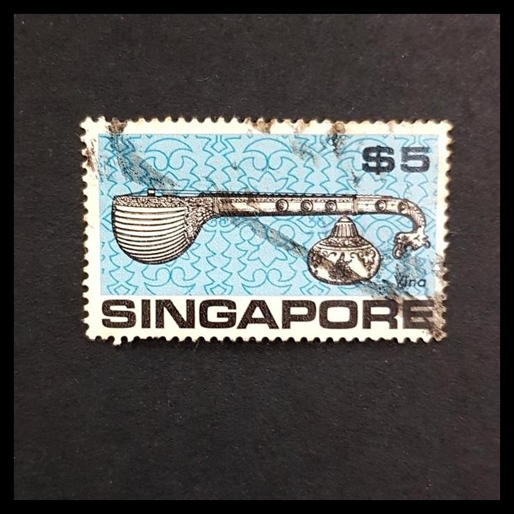 

TERMURAH PRANGKO SINGAPORE 1969. MUSICAL INSTRUMENT, VINA. $5. USED. !!