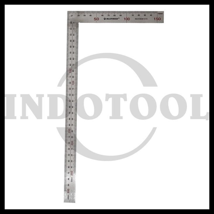 

TERMURAH PENGGARIS SIKU L STAINLESS STEEL SQUARE RULER 10" (500X250MM) MAXPOWER