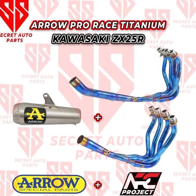 Knalpot ARROW PRO RACE TITANIUM + HEADER ARC PROJECT ZX25R FULLSYSTEM