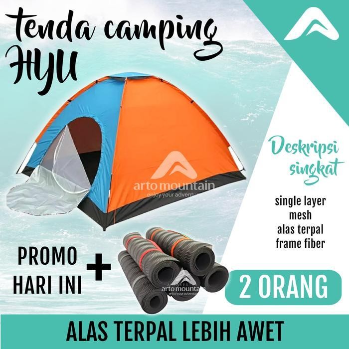 TENDA CAMPING DOME 2P SINGLE LAYER 2-3-4 ORANG kemping anak dewasa