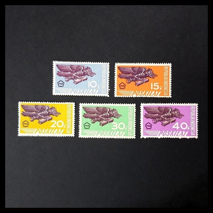 

BEST DEAL PRANGKO INDONESIA. POS KILAT 1968 ~ BURUNG GARUDA. SET 5V !!!!!