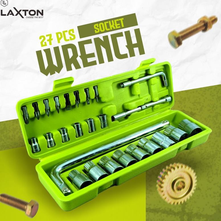LAXTON kunci sok shock set motor socket 27 pcs L03-027 MURAH LARIS