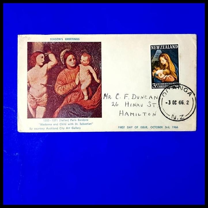 

DISKON PRANGKO NATAL/CHRISTMAS 1966. MADONNA AND CHILD. FDC NEW ZEALAND !!!