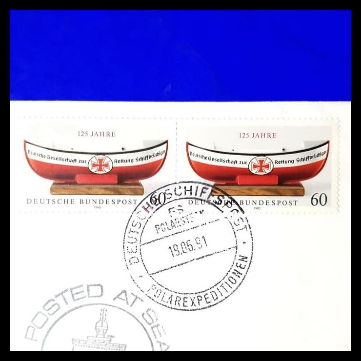 

HOT DEAL PRANGKO JERMAN. 125TH DINGHY RESCUE. COVER POLAR STERN. POSTED AT SEA !!!!!