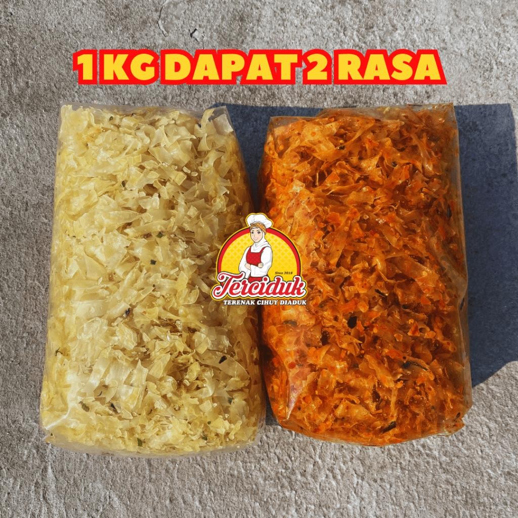 

Terciduk - Keripik Singkong Kriwil Cikruh Mix Bundling Rasa Bumbu Basah Pedas Daun Jeruk 500G Dan Original Gurih 500G