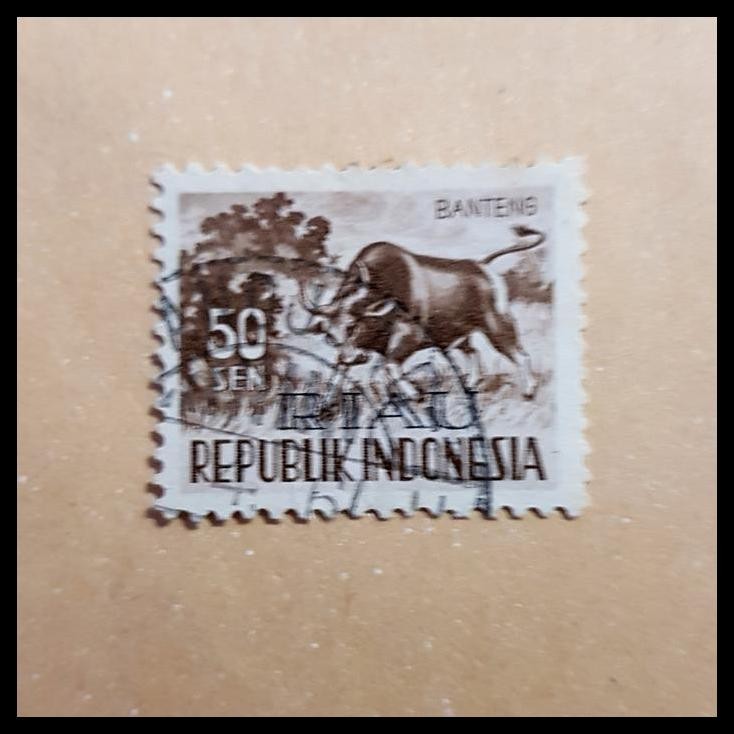 

TERMURAH PRANGKO C.T. RIAU 50 SEN BANTENG. CAP POS, TANDJONG PINANG 1961 !!!!!!