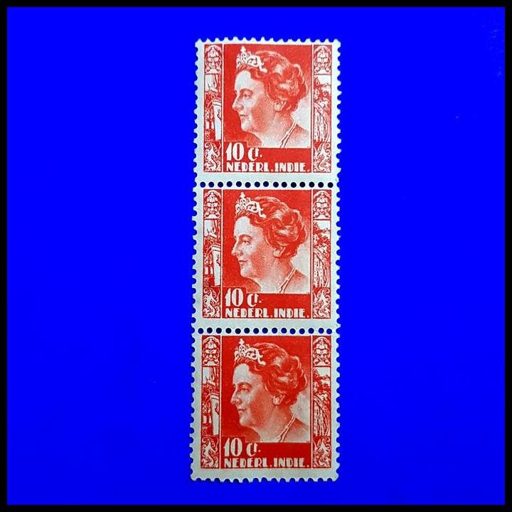 

HOT DEAL PRANGKO NED INDIE 1934. RATU WILHELMINA. 10 CENT, STRIP-3 VERTICAL !!!!!