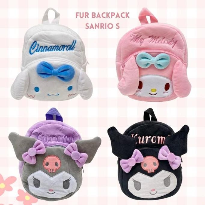 

Terjangkau Fur Backpack Sanrio Tas Ransel Bulu Beludru Kuromi Cinnamoroll Melody