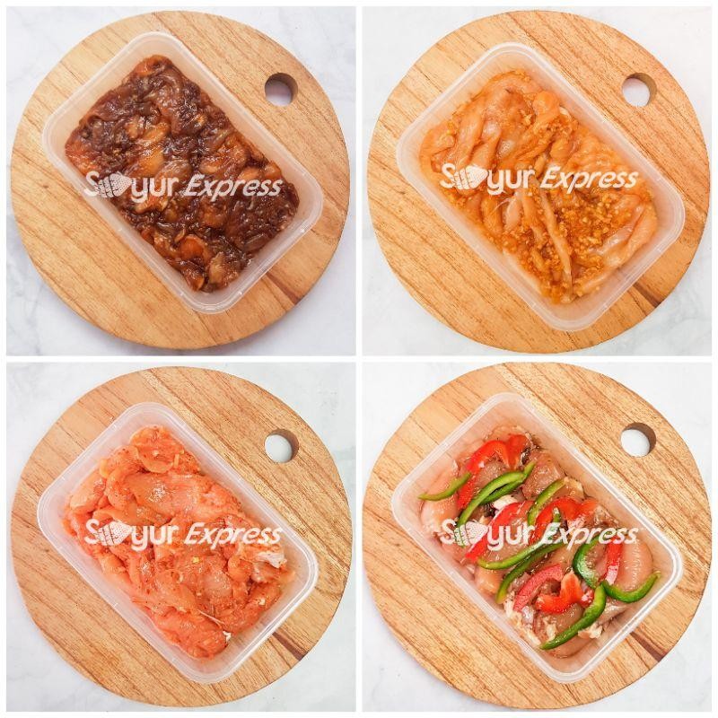 

Cri Kirim Instan Ayam Marinasi Teriyaki, Bulgogi, Gochujang, Lada Hitam, Thyme Lemon