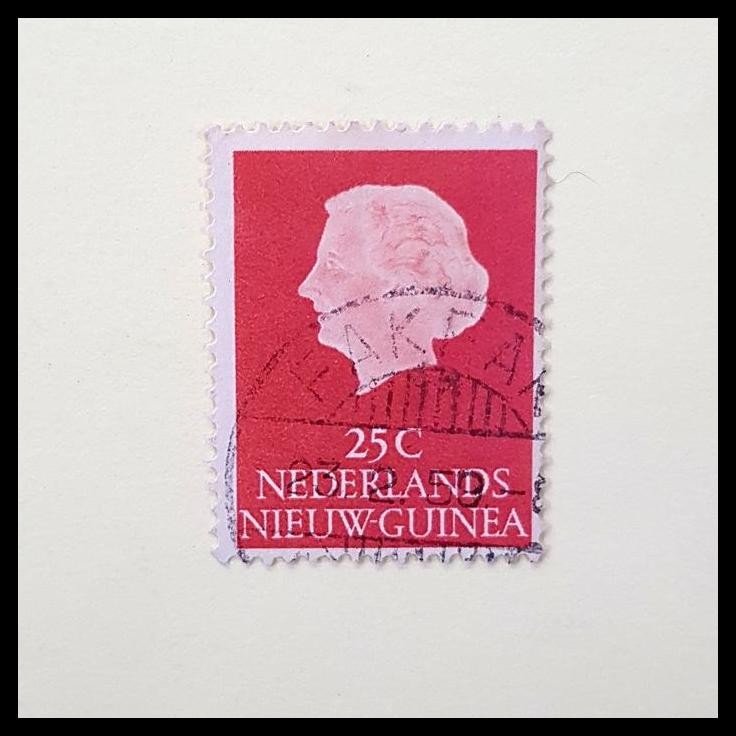 

TERBARU PRANGKO NEDERLANDS NIEUW GUINEA 25C WILHELMINA CAP POS FAK FAK 23.2.59 !