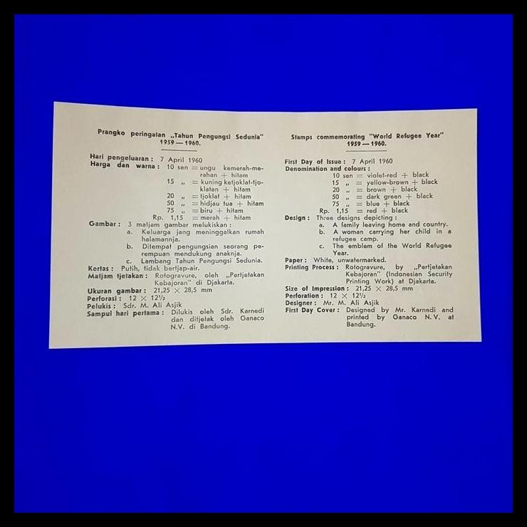 

HOT DEAL PERANGKO/PRANGKO INDONESIA 1960. SHP TAHUN PENGUNGSI SEDUNIA !!!!!!