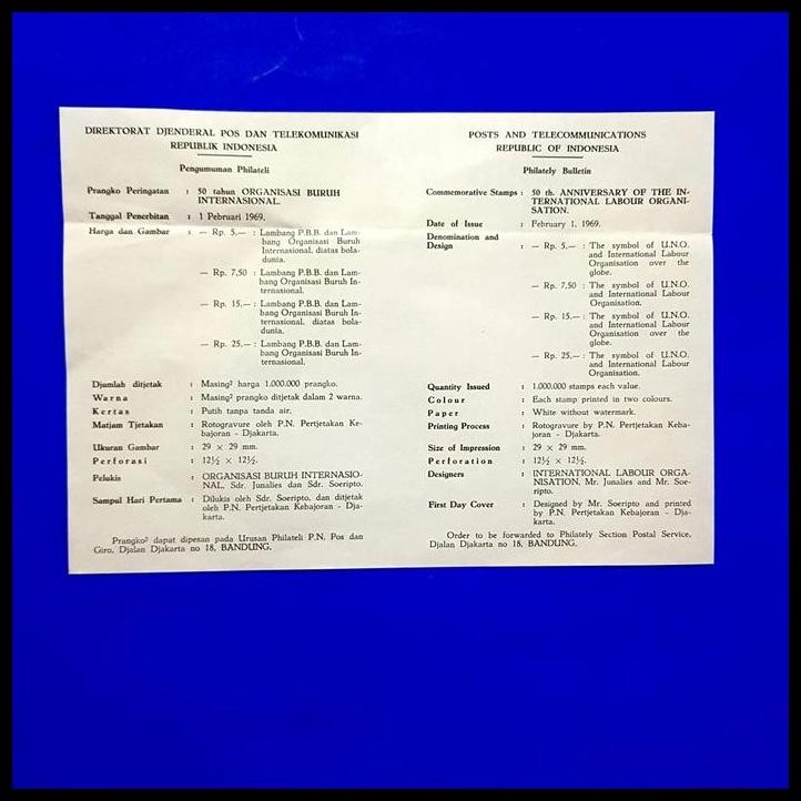 

TERMURAH PRANGKO INDONESIA 1969. SHP ORGANISASI BURUH INTERNASIONAL (ILO) !!!!!