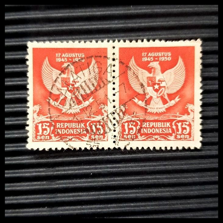 

TERBARU PRANGKO INDONESIA. GARUDA PANCASILA. 15 SEN, PAIR. CAP POS SALATIGA !