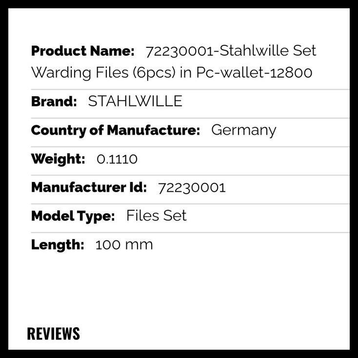 

BEST DEAL SET WARDING FILES (6PCS) IN PC-WALLET-12800 STAHLWILLE !!!!!