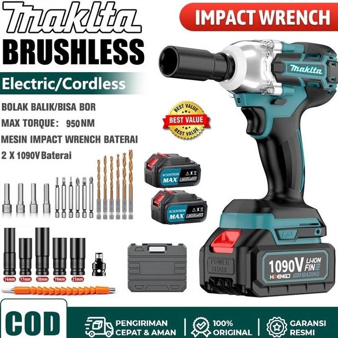 Makita 1090V Impact Wrench Cordless - Mesin Impact Wrench Baterai