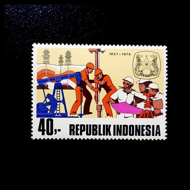 

BEST DEAL PRANGKO INDONESIA 1974. PENGEBORAN MINYAK PERTAMINA. MNH !!!