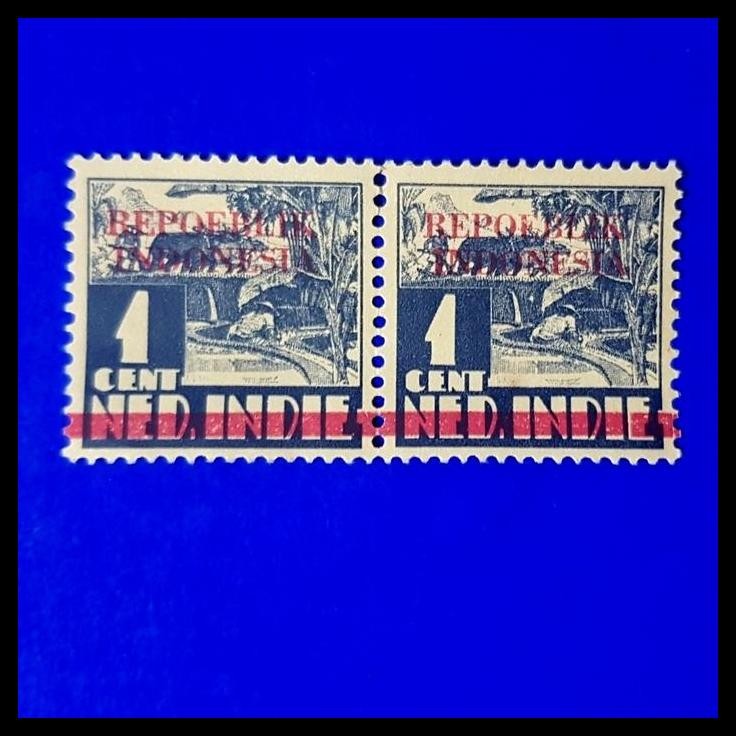 

BEST DEAL PRANGKO REVOLUSI JAWA 1945. 1 SEN, C.T. REPOEBLIK INDONESIA. PAIR !!!!