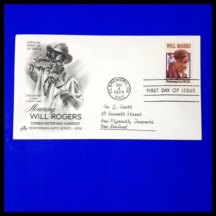 

DISKON PERANGKO AMERIKA. FDC COWBOY ACTOR & HUMORIST, WILL ROGERS !!!!
