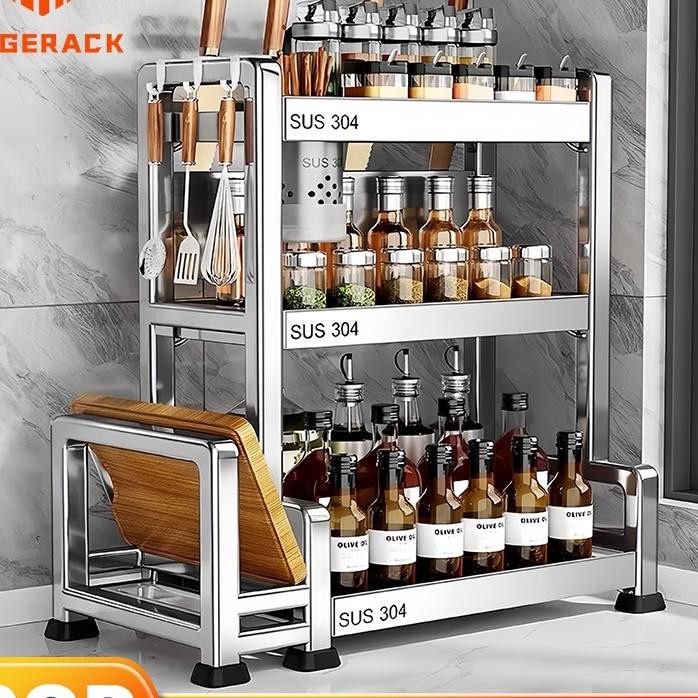 Rak Dapur Stainless Rak Bumbu Dapur Rak Bumbu Stainless Steel Rak Bumbu Dapur Estetik Tempat Bumbu D