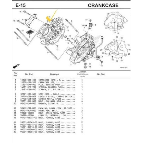 Crankcase Tengah Blok Mesin Tengah Calter Honda ALL New CB 150R LED