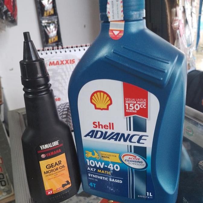 =====] paket oli motor matic shell ax7-1l+oli gear150ml asli100%original nmax