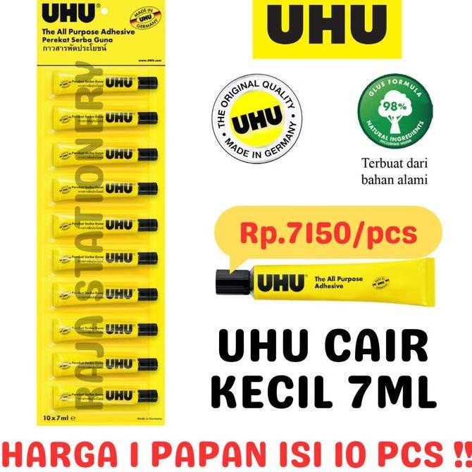 

UHU All Purpose Glue 7ml [10 Pcs] Lem Serbaguna Cair Bening Kecil UHU Original