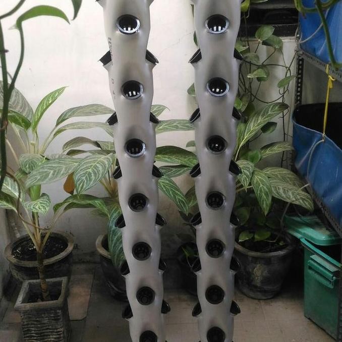 POT TOWER VERTIKAL HIDROPONIK 4 INCH 1,5 M 36 LUBANG INCLUDE NETPOT