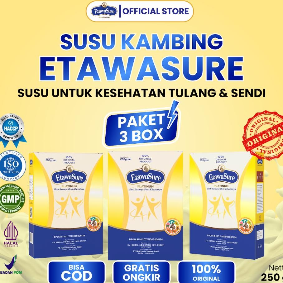 

Susu Etawa Untuk Asam Urat Tulang Dan Nyeri Sendi Etawasure Susu Kambing Etawa Paket 3 Box