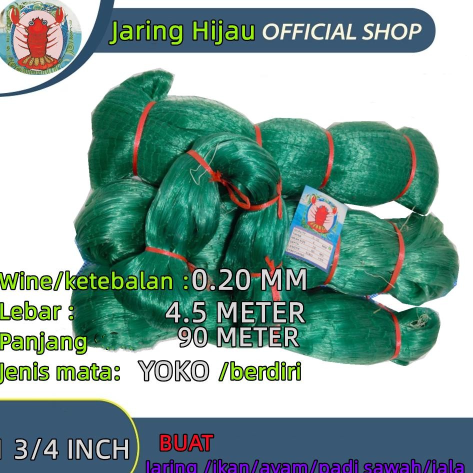 Jaring Ikan Jalajaring Ayamjaring Padi Sawah Lebar 4.5M Panjang 90M 0.20 1 34X100Yk Hijau